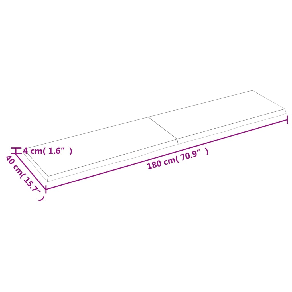 Wandregal Hellbraun 180x40x(2-4) cm Massivholz Eiche Behandelt