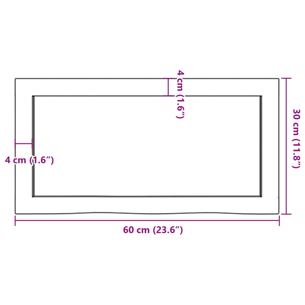 Wandregal Dunkelbraun 60x30x(2-6) cm Massivholz Eiche Behandelt