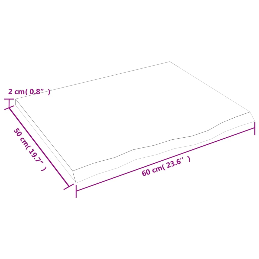 Wandregal Dunkelbraun 60x50x2 cm Massivholz Eiche Behandelt