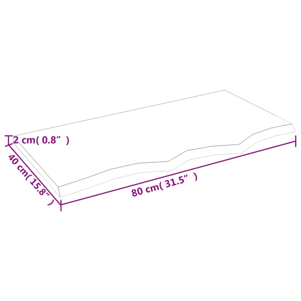 Wandregal Dunkelbraun 80x40x2 cm Massivholz Eiche Behandelt