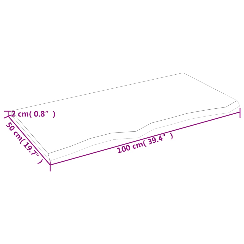 Wandregal Dunkelbraun 100x50x2 cm Massivholz Eiche Behandelt