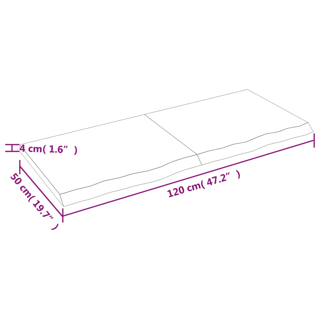 Wandregal Dunkelbraun 120x50x(2-4)cm Massivholz Eiche Behandelt