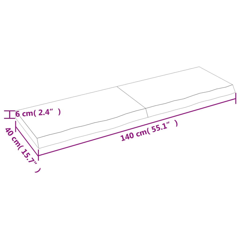 Wandregal Dunkelbraun 140x40x(2-6)cm Massivholz Eiche Behandelt