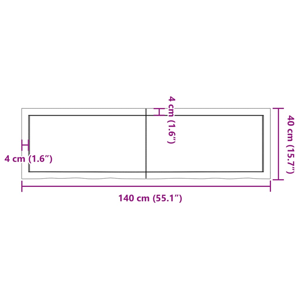 Wandregal Dunkelbraun 140x40x(2-6)cm Massivholz Eiche Behandelt