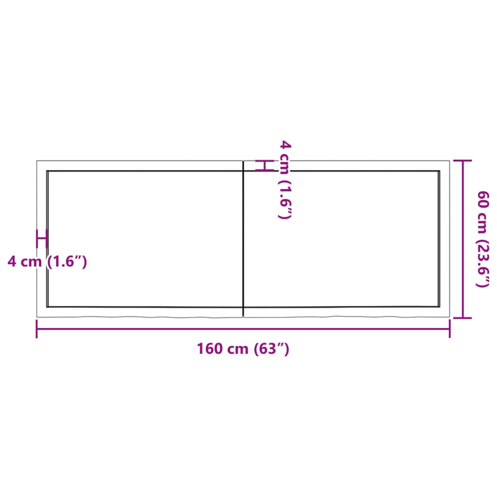 Wandregal Dunkelbraun 160x60x(2-4)cm Massivholz Eiche Behandelt