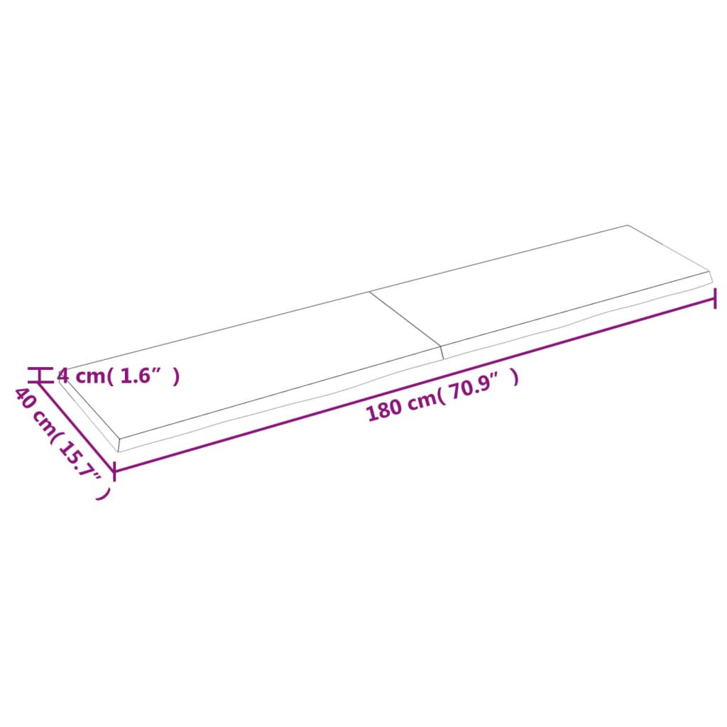 Wandregal Dunkelbraun 180x40x(2-4)cm Massivholz Eiche Behandelt