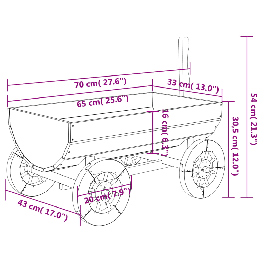 Deko-Wagen 70x43x54 cm Massivholz Tanne