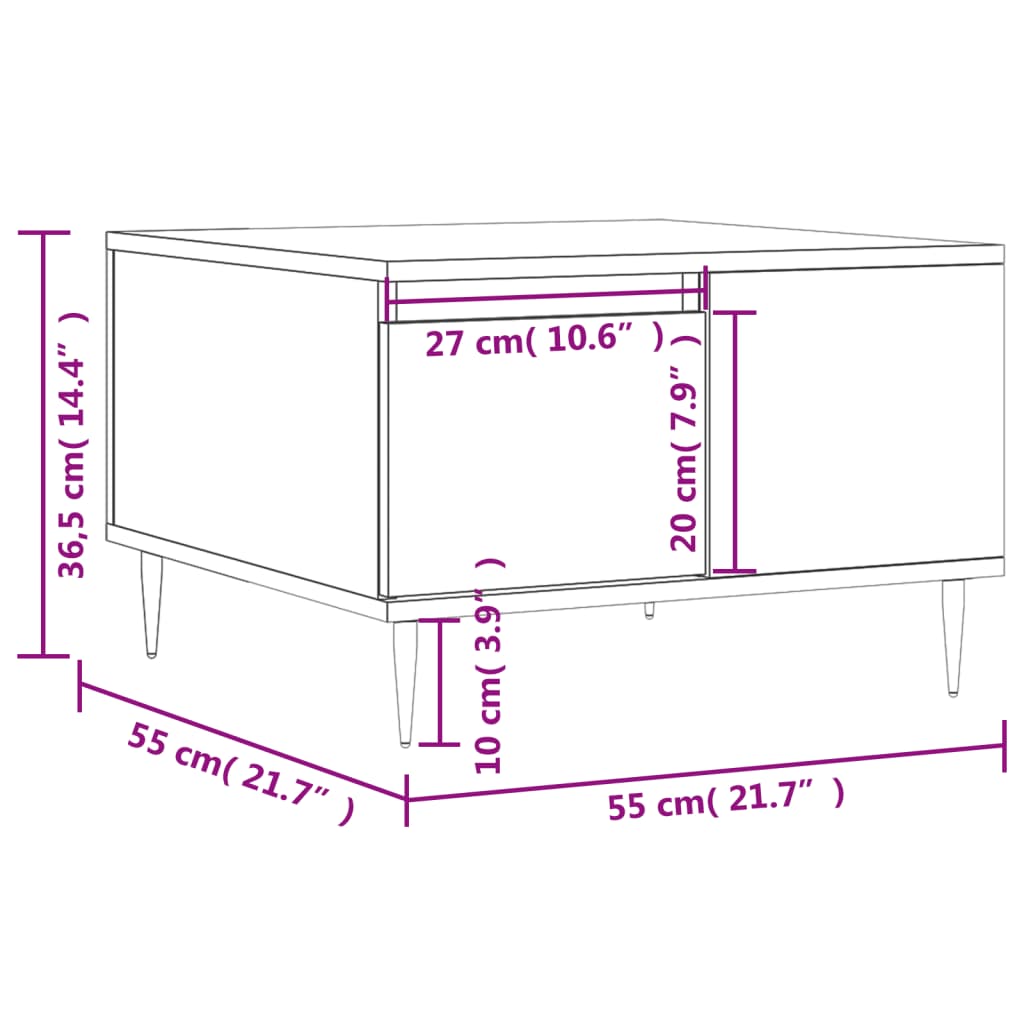 Couchtisch Betongrau 55x55x36,5 cm Holzwerkstoff