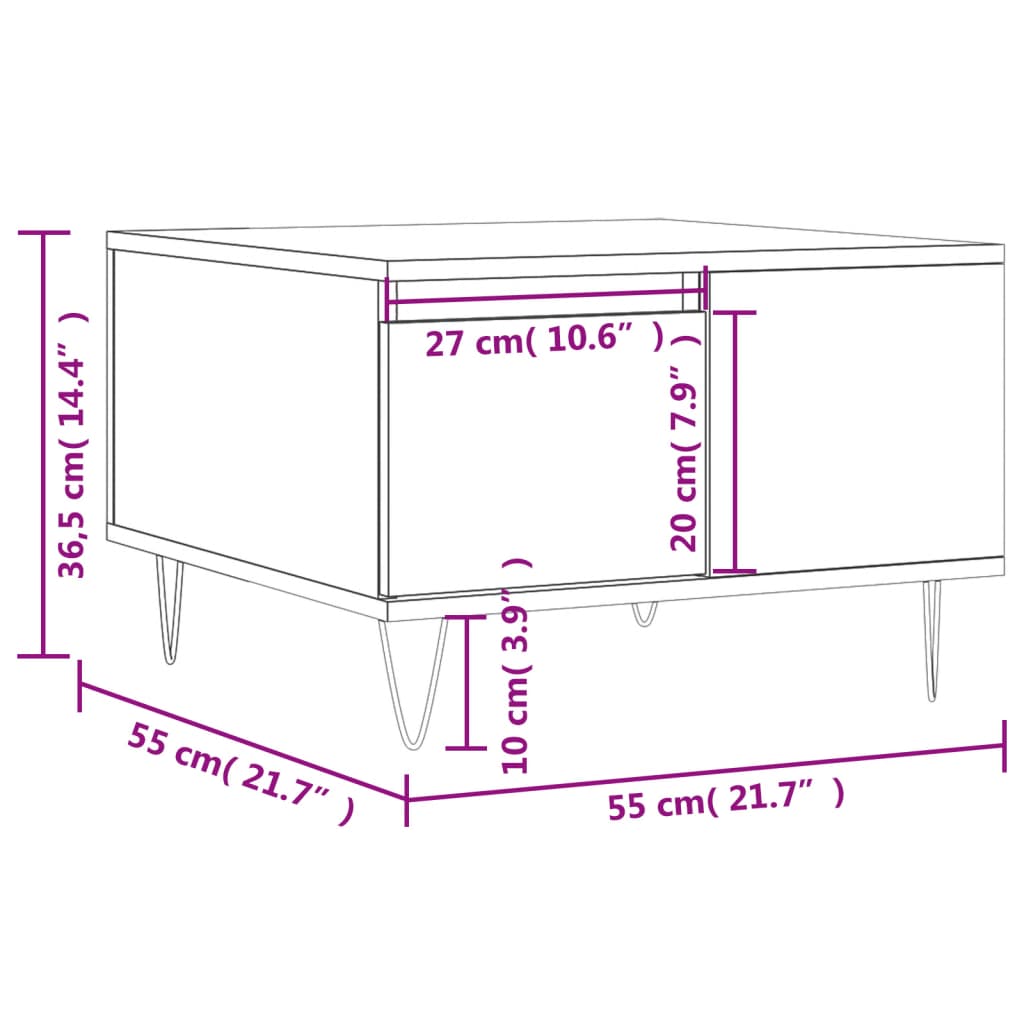 Couchtisch Schwarz 55x55x36,5 cm Holzwerkstoff