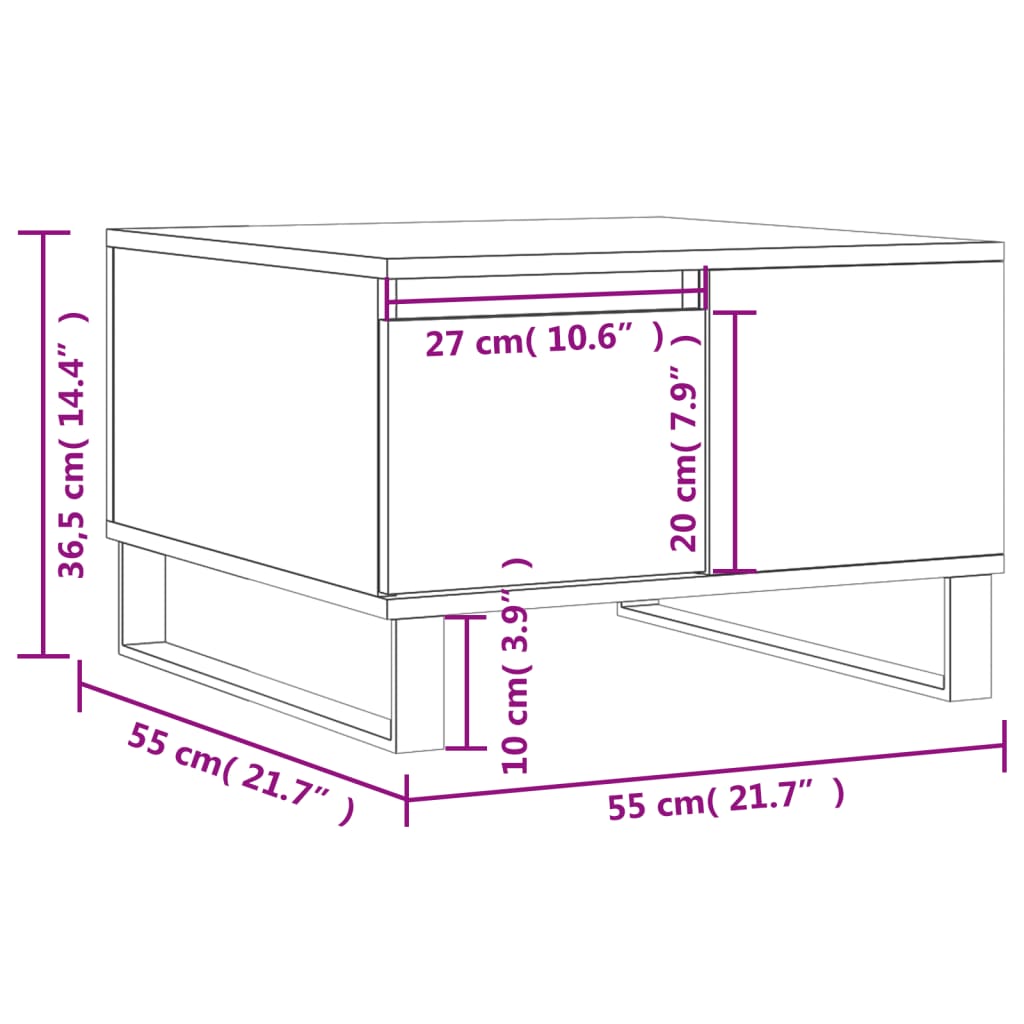 Couchtisch Braun Eichen-Optik 55x55x36,5 cm Holzwerkstoff