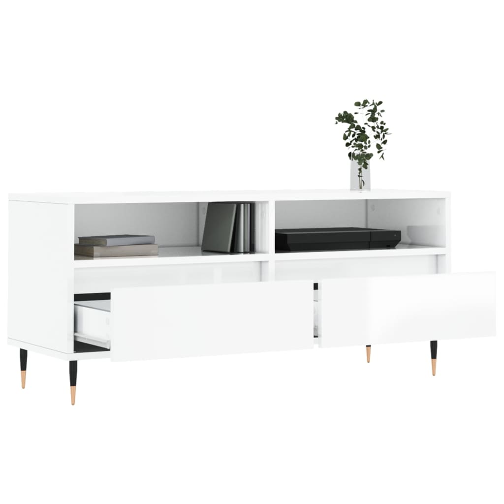 TV-Schrank Hochglanz-Weiß 100x34,5x44,5 cm Holzwerkstoff