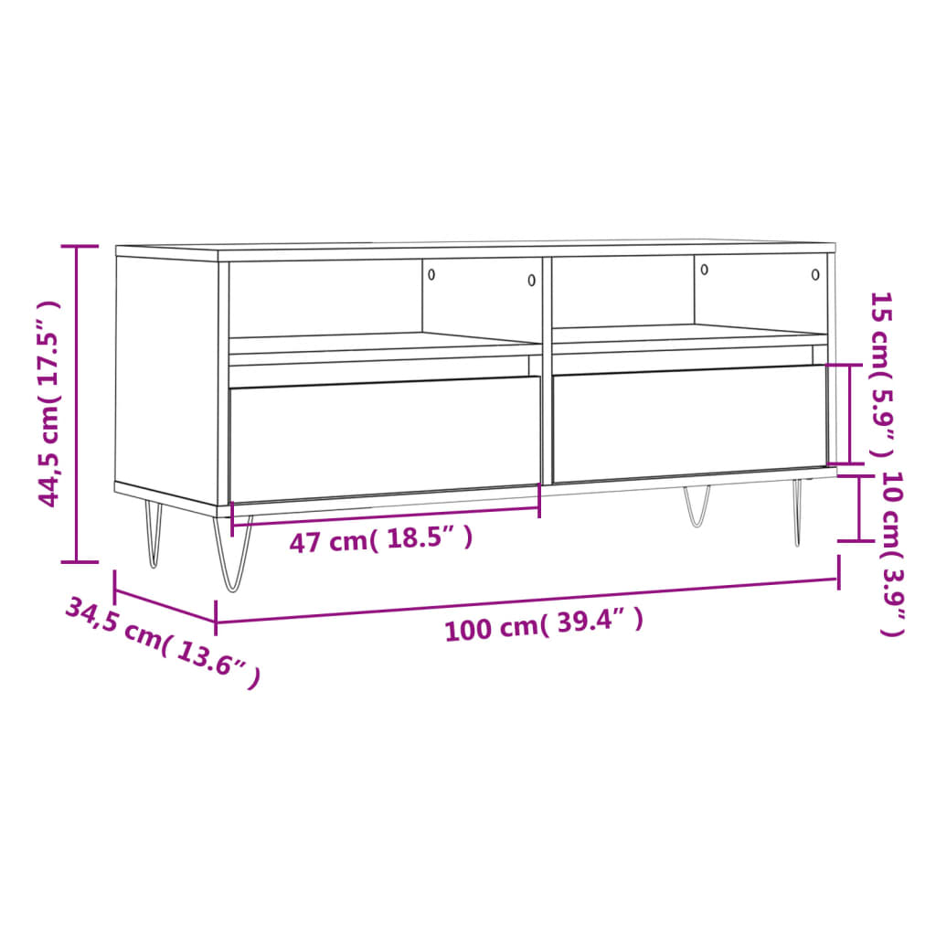 TV-Schrank Räuchereiche 100x34,5x44,5 cm Holzwerkstoff