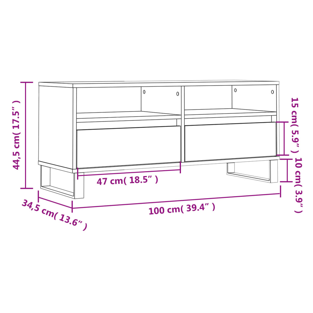 TV-Schrank Hochglanz-Weiß 100x34,5x44,5 cm Holzwerkstoff