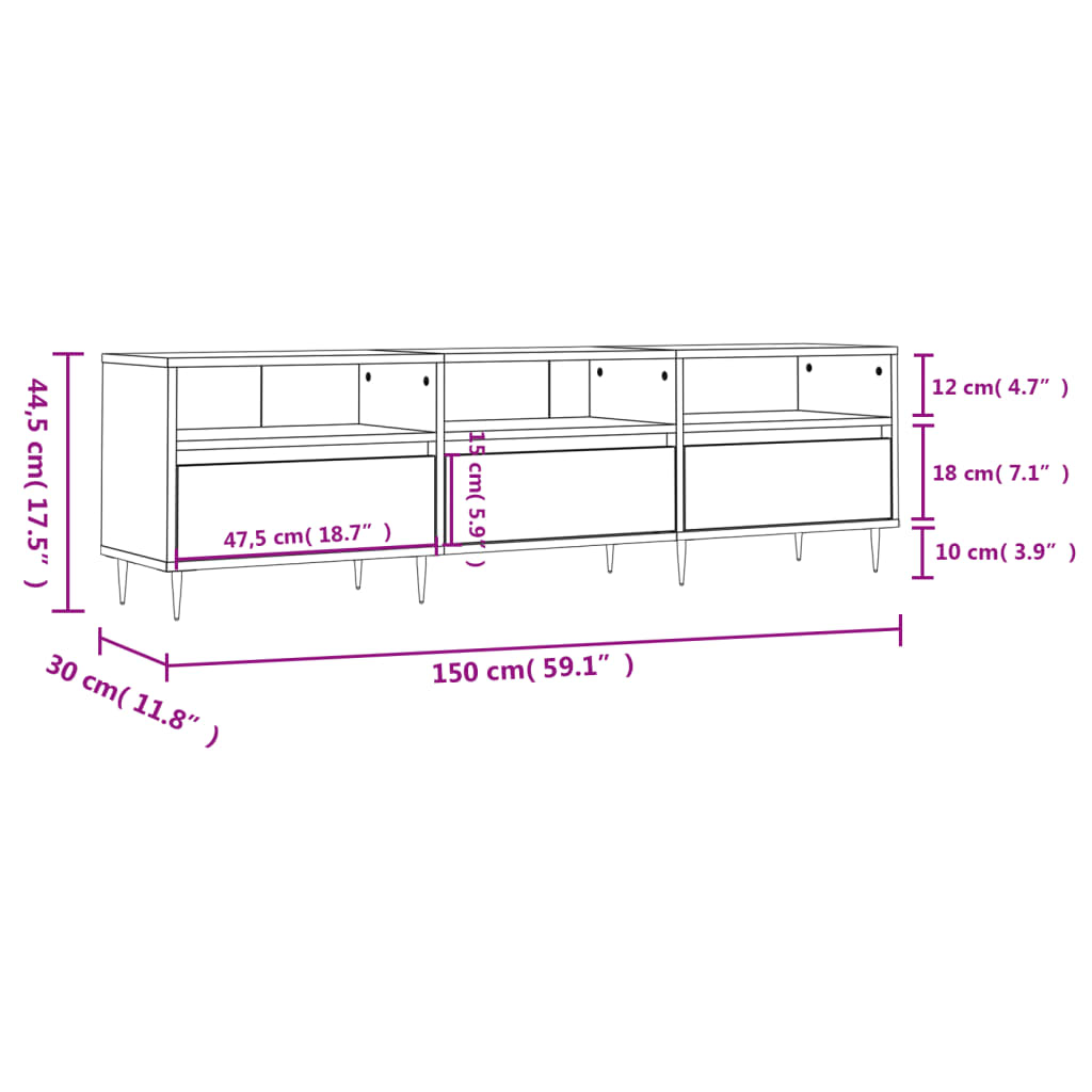 TV-Schrank Grau Sonoma 150x30x44,5 cm Holzwerkstoff