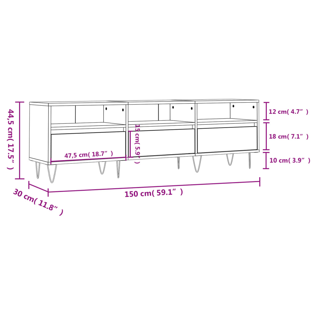 TV-Schrank Weiß 150x30x44,5 cm Holzwerkstoff