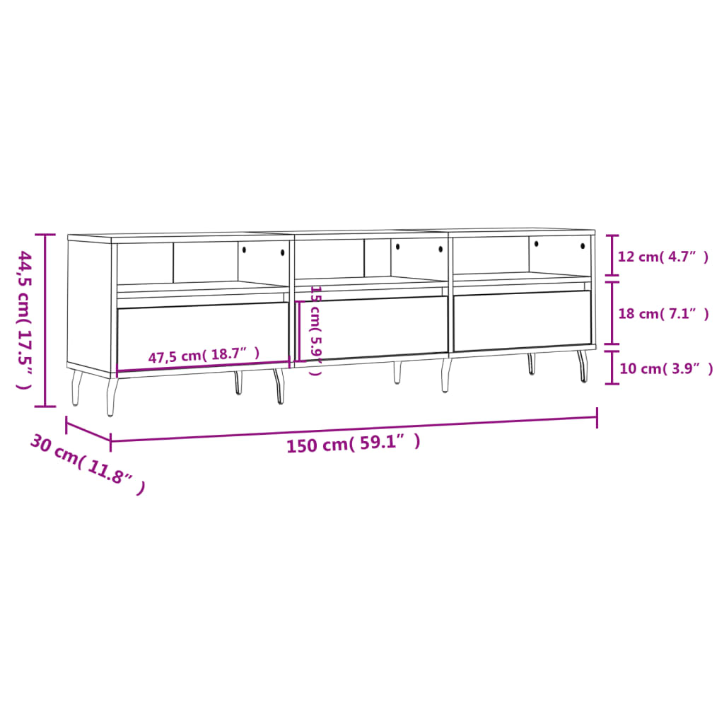 TV-Schrank Schwarz 150x30x44,5 cm Holzwerkstoff