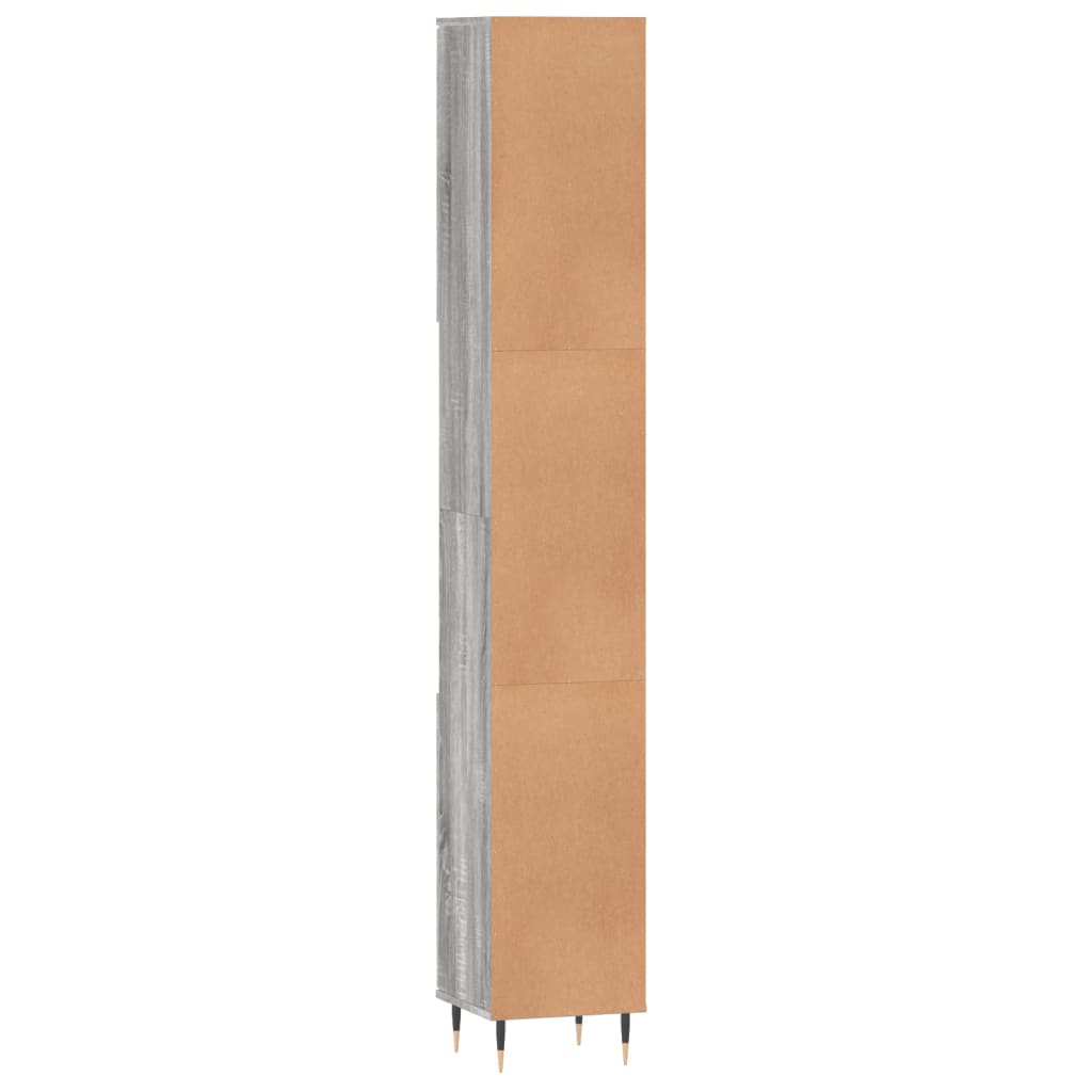 Badschrank Grau Sonoma 30x30x190 cm Holzwerkstoff