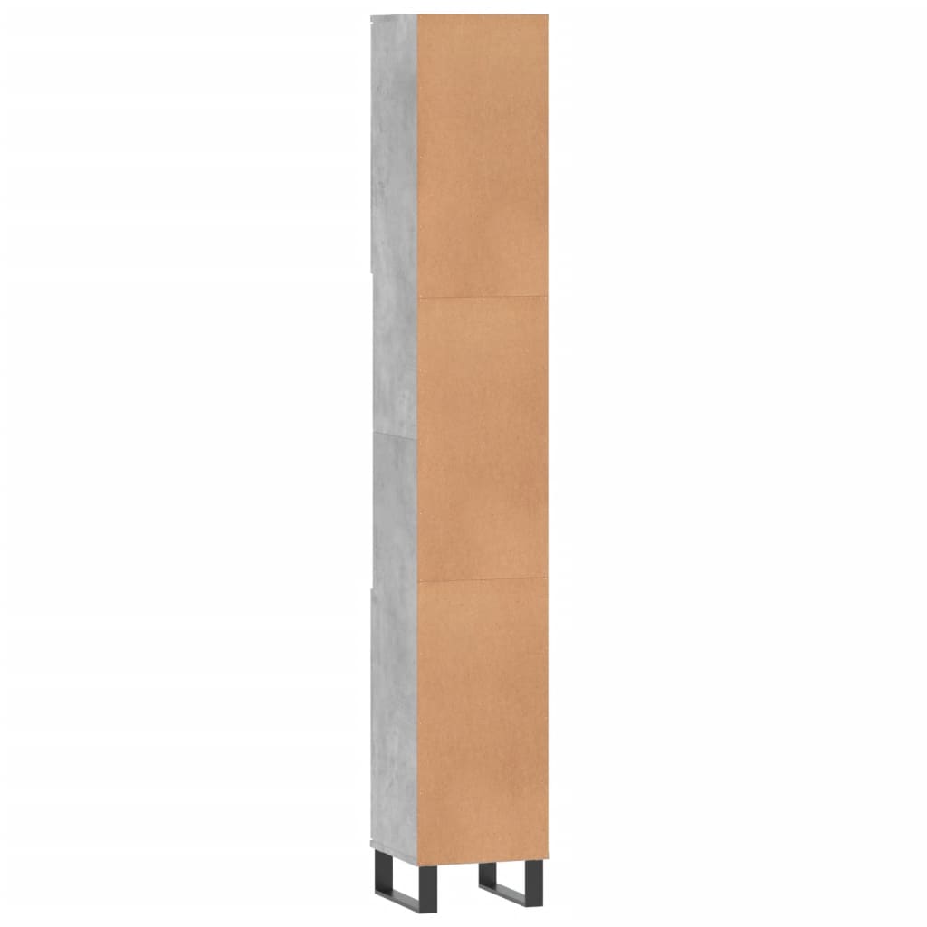 Badschrank Betongrau 30x30x190 cm Holzwerkstoff