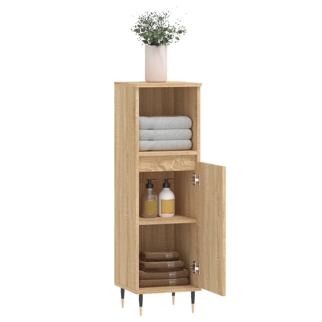 Badschrank Sonoma-Eiche 30x30x100 cm Holzwerkstoff