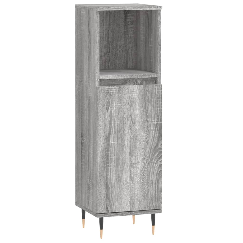 Badschrank Grau Sonoma 30x30x100 cm Holzwerkstoff