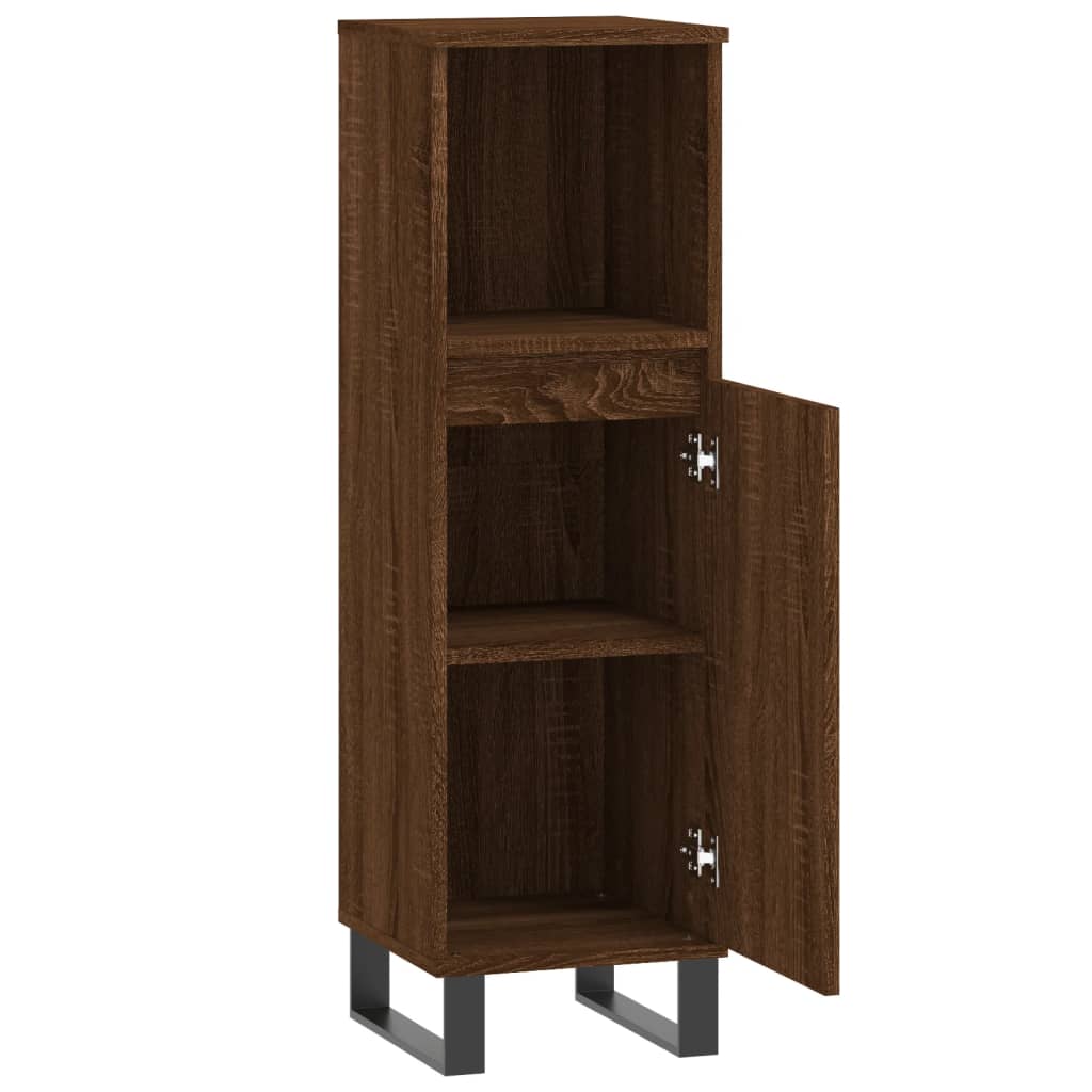 Badschrank Braun Eichen-Optik 30x30x100 cm Holzwerkstoff