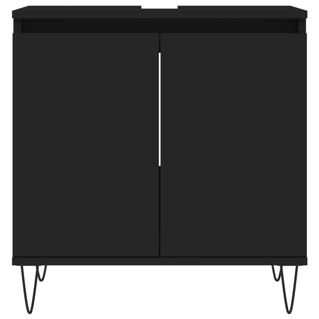 Badschrank Schwarz 58x33x60 cm Holzwerkstoff