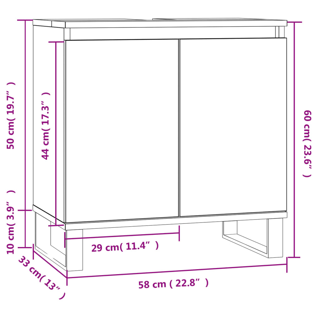 Badschrank Braun Eichen-Optik 58x33x60 cm Holzwerkstoff