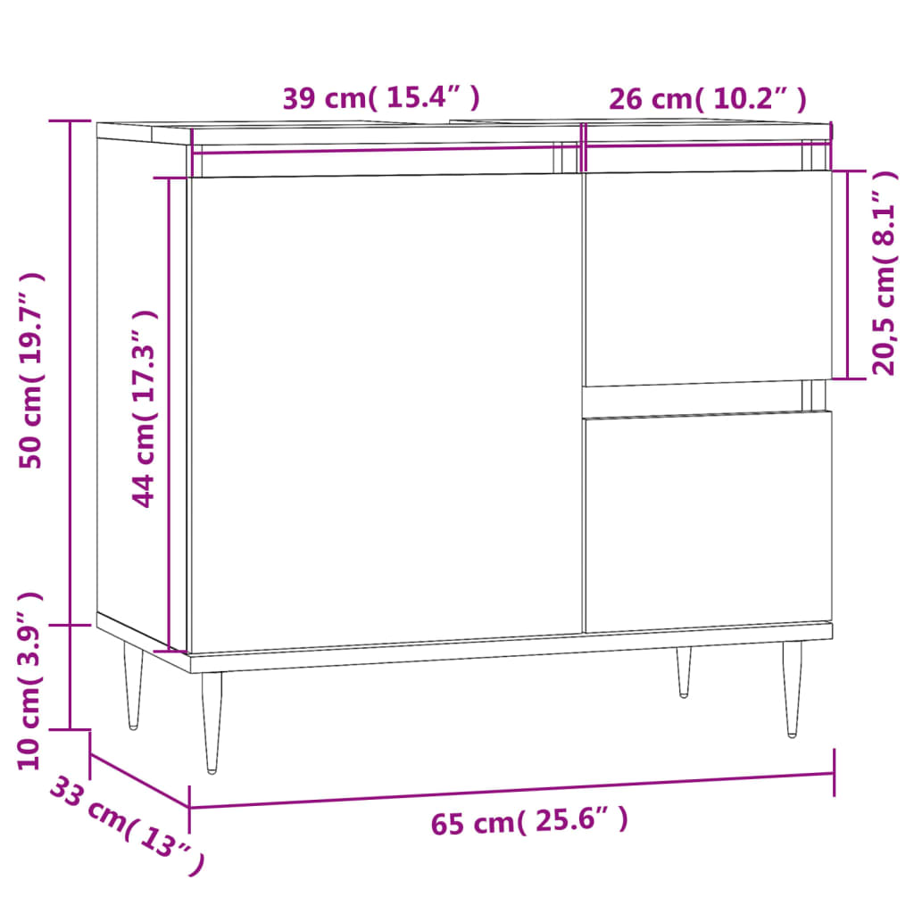 Badschrank Weiß 65x33x60 cm Holzwerkstoff