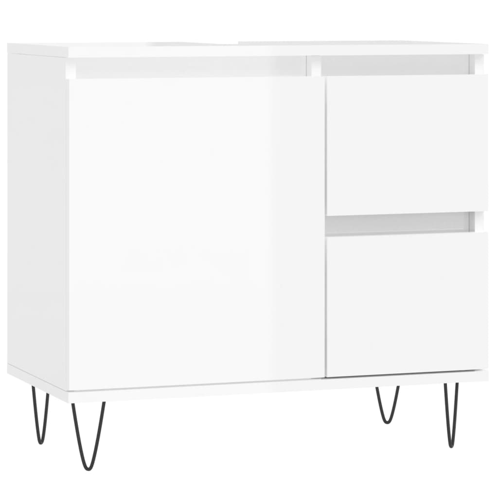 Badschrank Hochglanz-Weiß 65x33x60 cm Holzwerkstoff