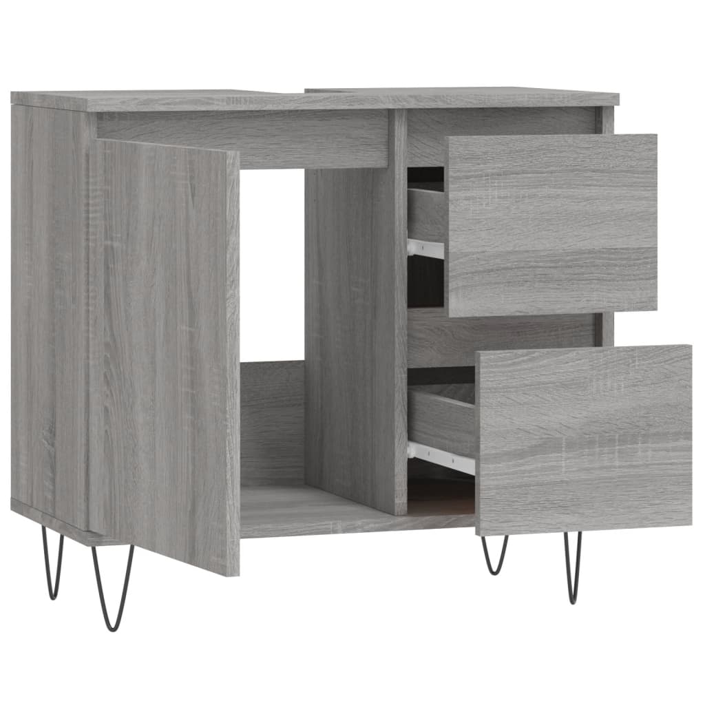 Badschrank Grau Sonoma 65x33x60 cm Holzwerkstoff