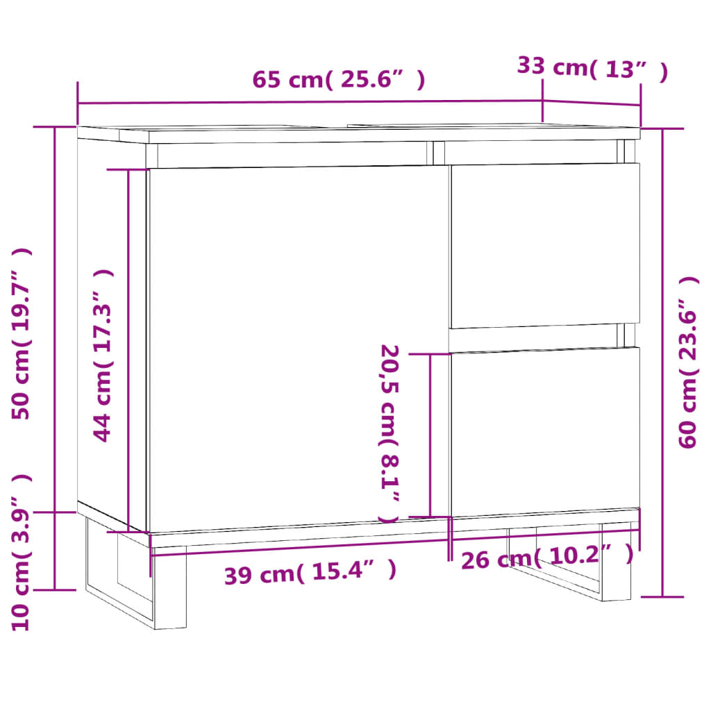 Badschrank Schwarz 65x33x60 cm Holzwerkstoff