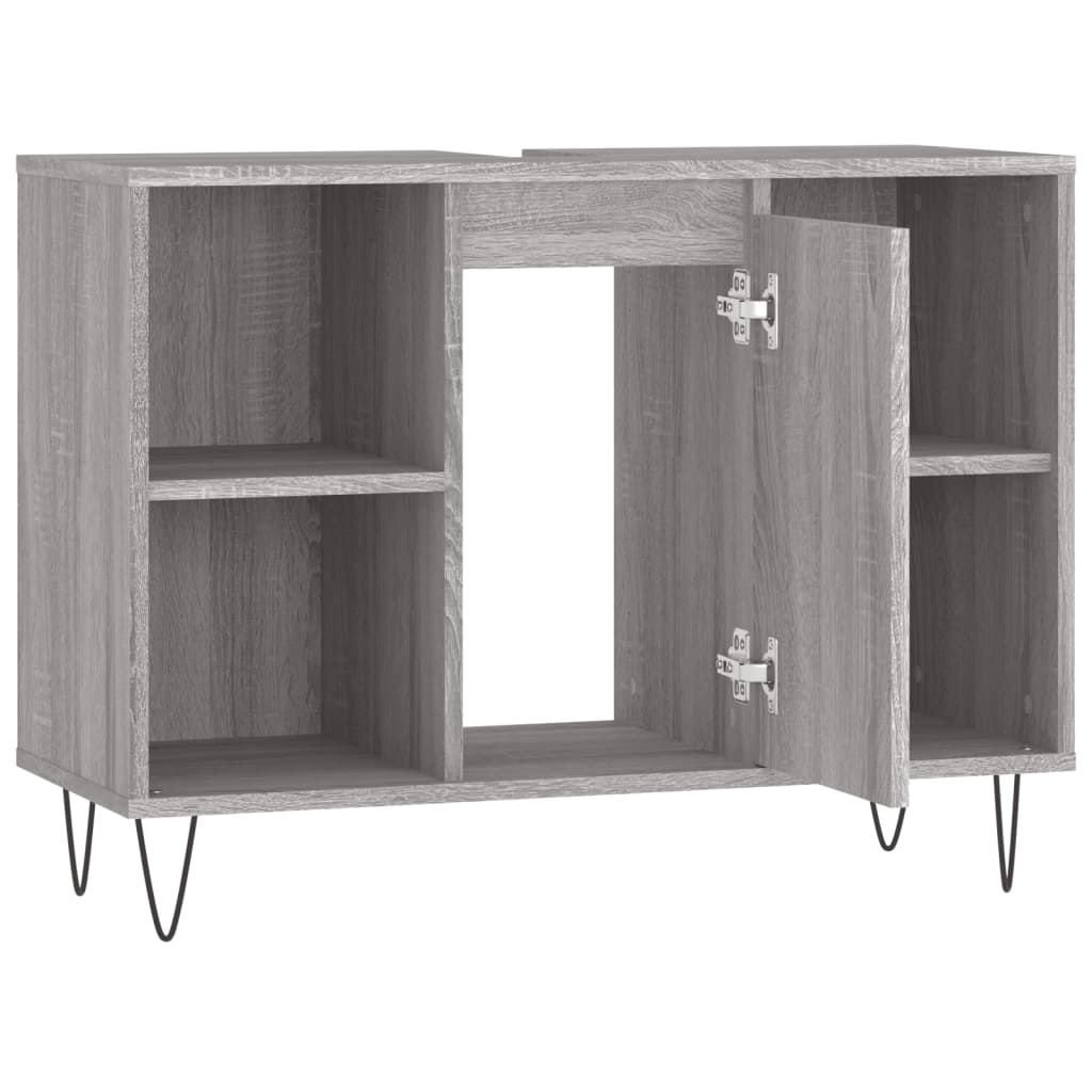 Badschrank Grau Sonoma 80x33x60 cm Holzwerkstoff