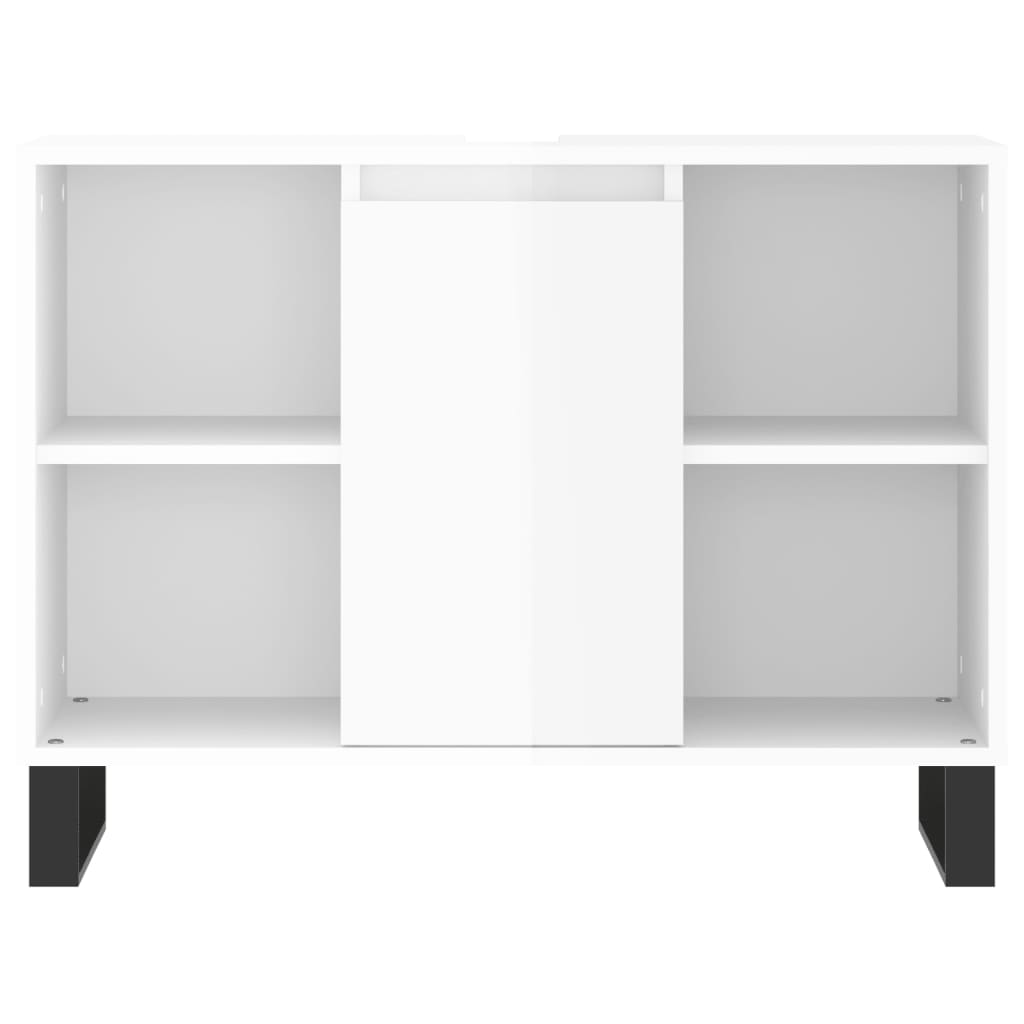 Badschrank Hochglanz-Weiß 80x33x60 cm Holzwerkstoff