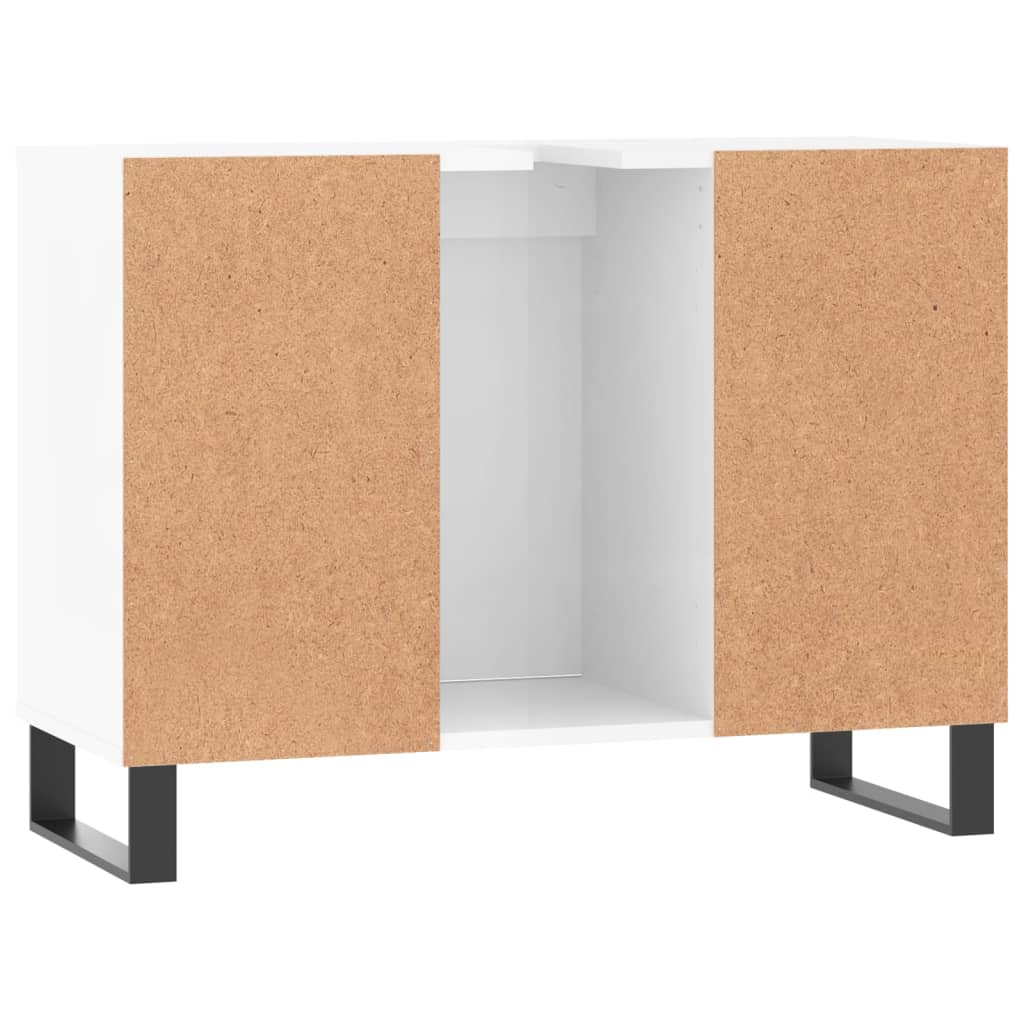 Badschrank Hochglanz-Weiß 80x33x60 cm Holzwerkstoff