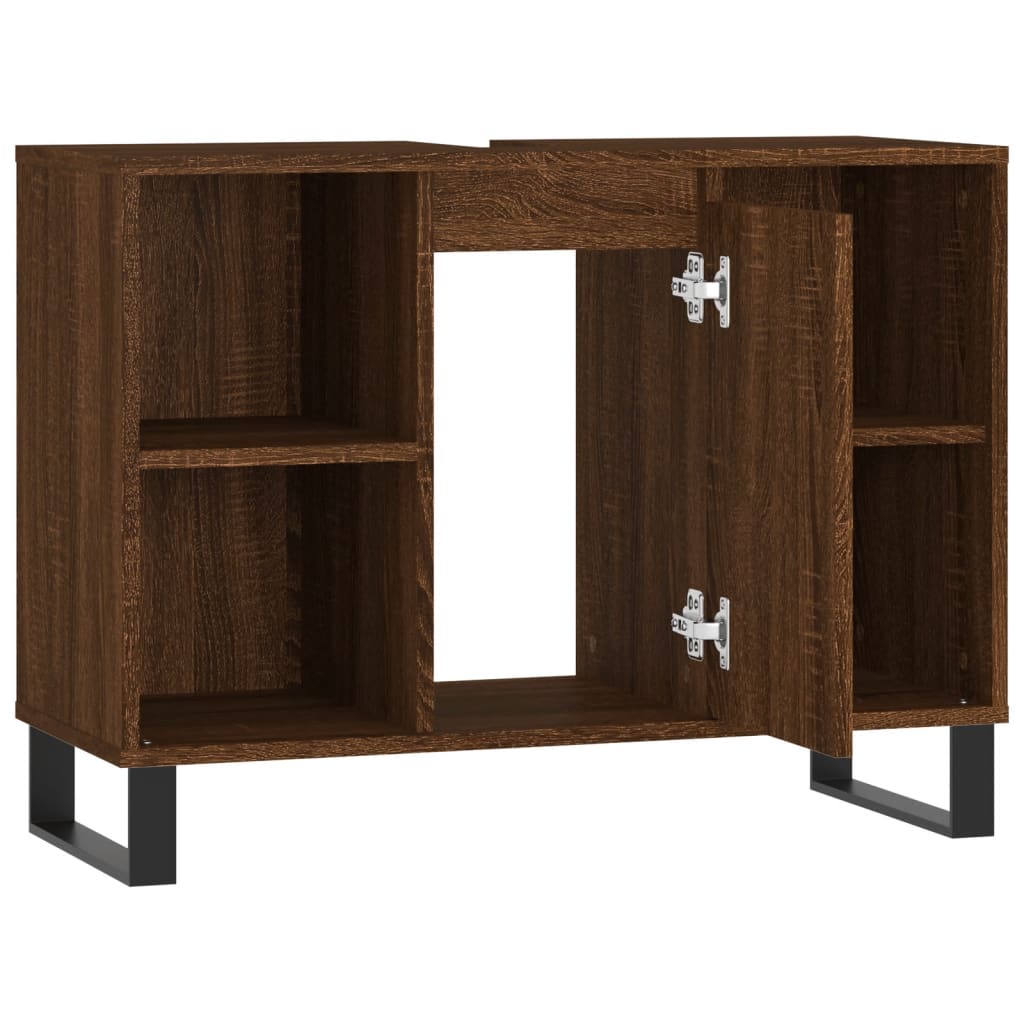 Badschrank Braun Eichen-Optik 80x33x60 cm Holzwerkstoff