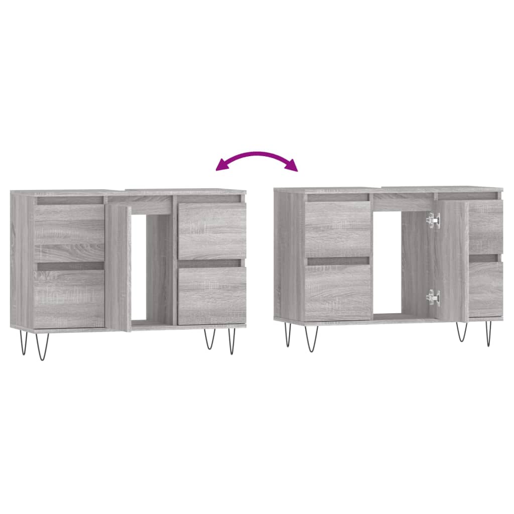 Badschrank Grau Sonoma 80x33x60 cm Holzwerkstoff