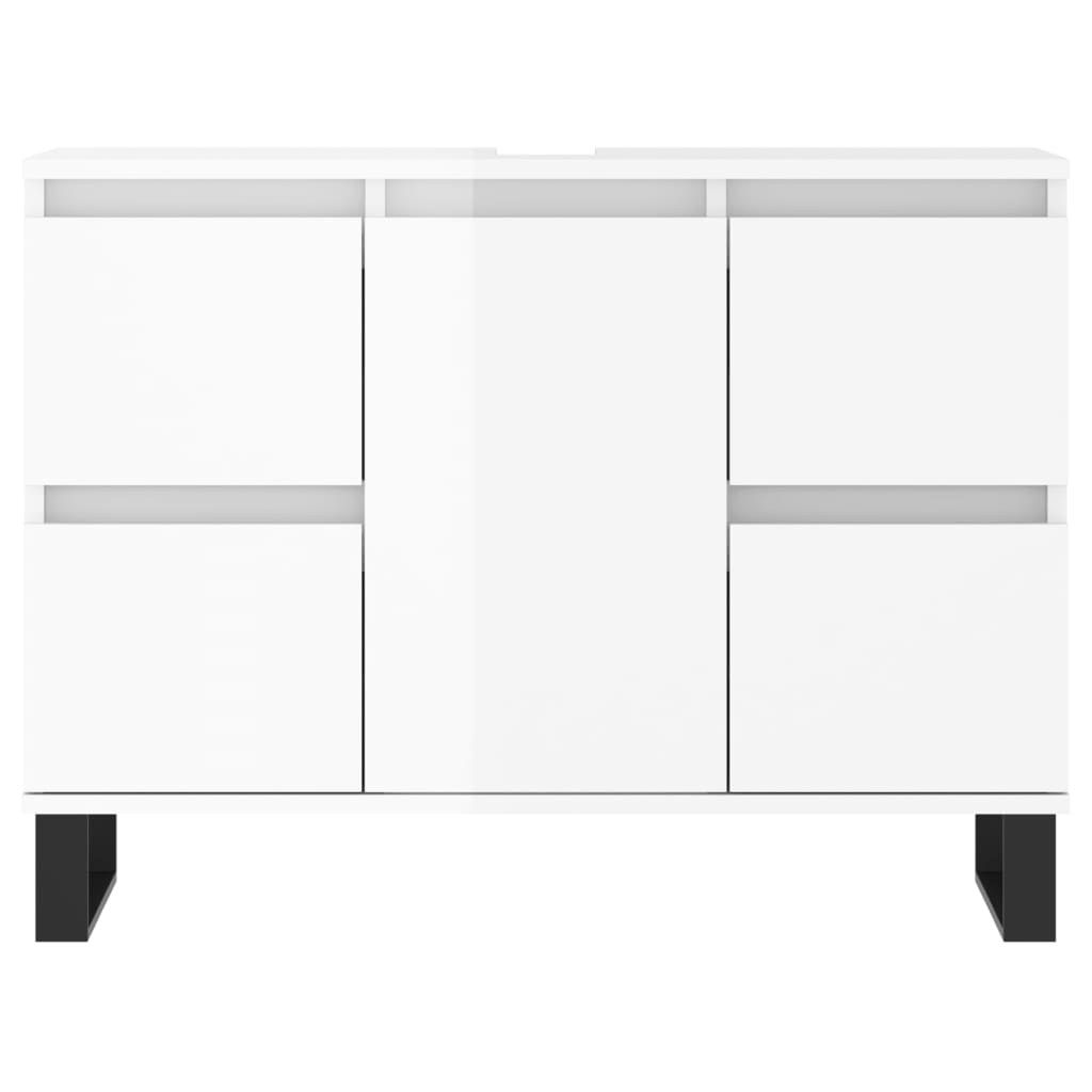 Badschrank Hochglanz-Weiß 80x33x60 cm Holzwerkstoff