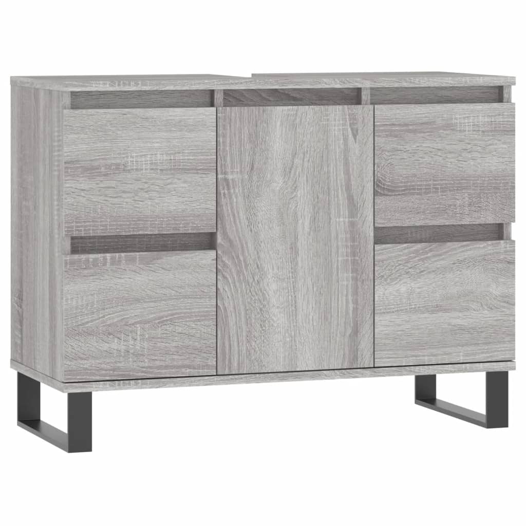 Badschrank Grau Sonoma 80x33x60 cm Holzwerkstoff