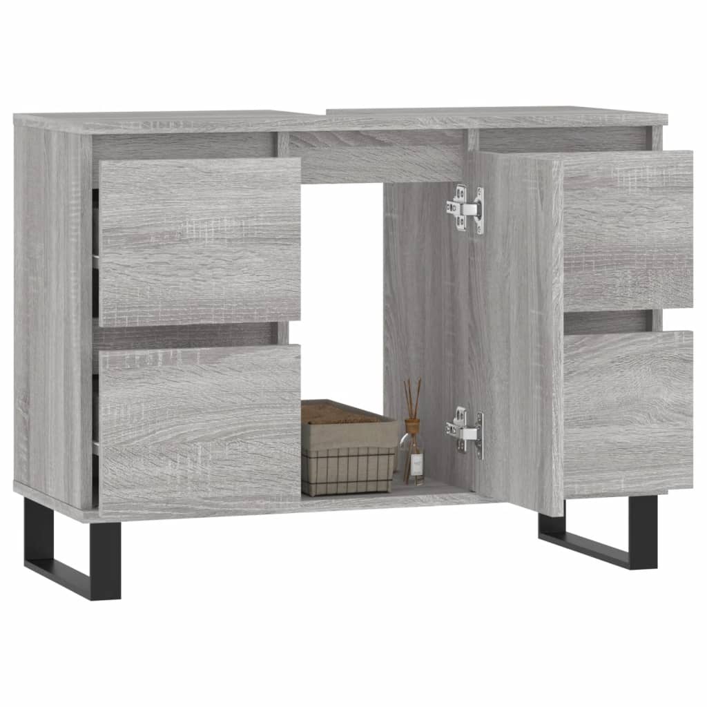 Badschrank Grau Sonoma 80x33x60 cm Holzwerkstoff