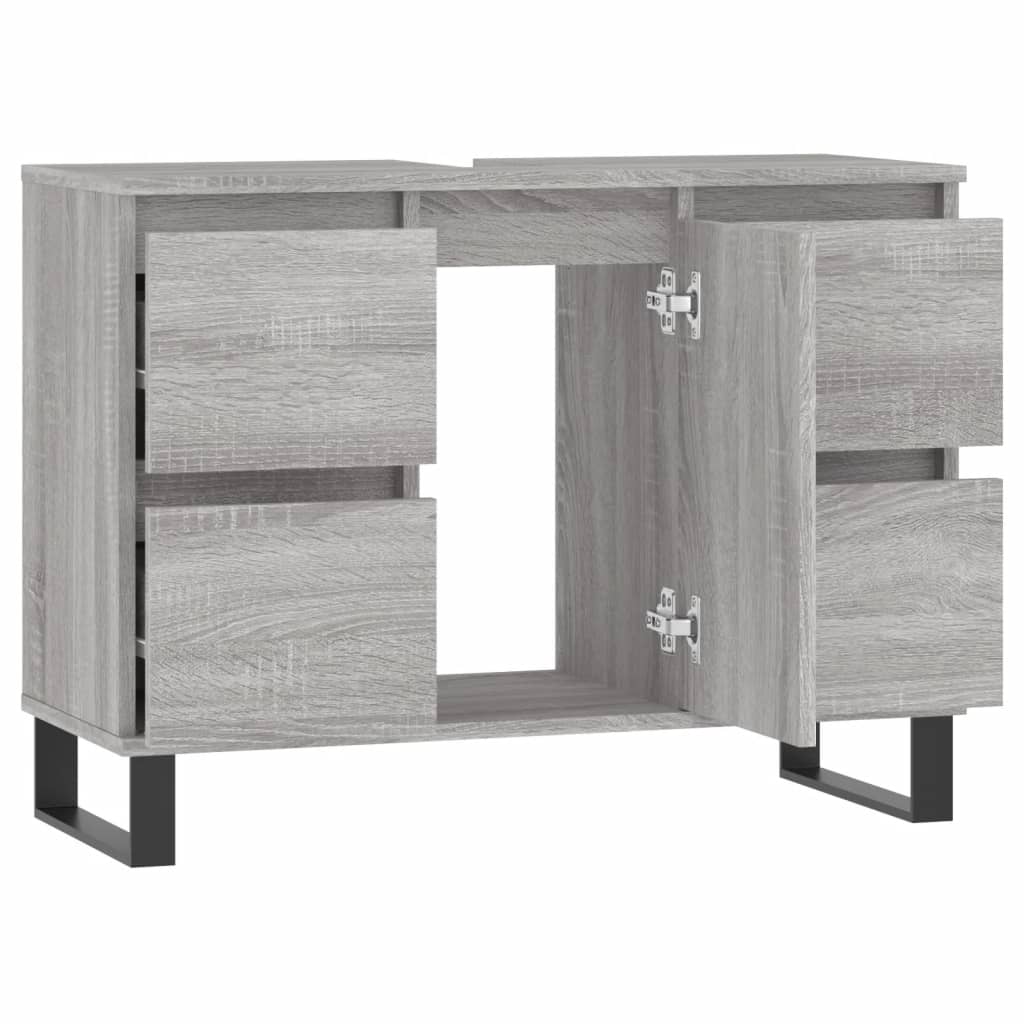 Badschrank Grau Sonoma 80x33x60 cm Holzwerkstoff