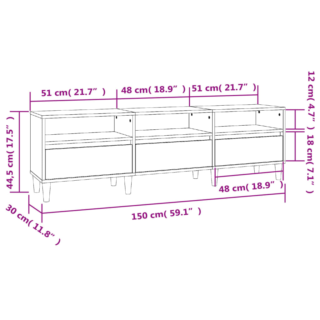 TV-Schrank Weiß 150x30x44,5 cm Holzwerkstoff