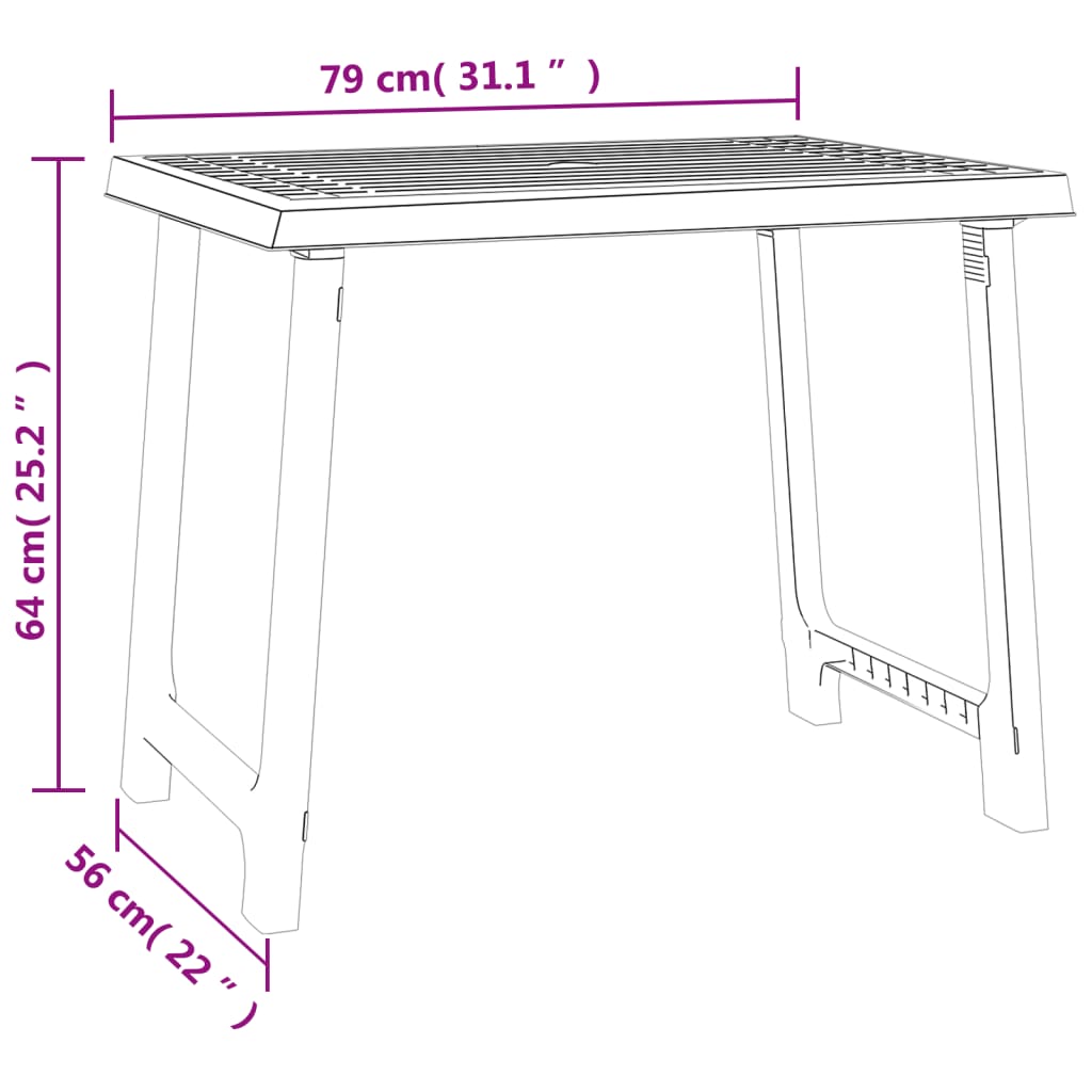 Campingtisch Anthrazit 79x56x64 cm PP Holzoptik