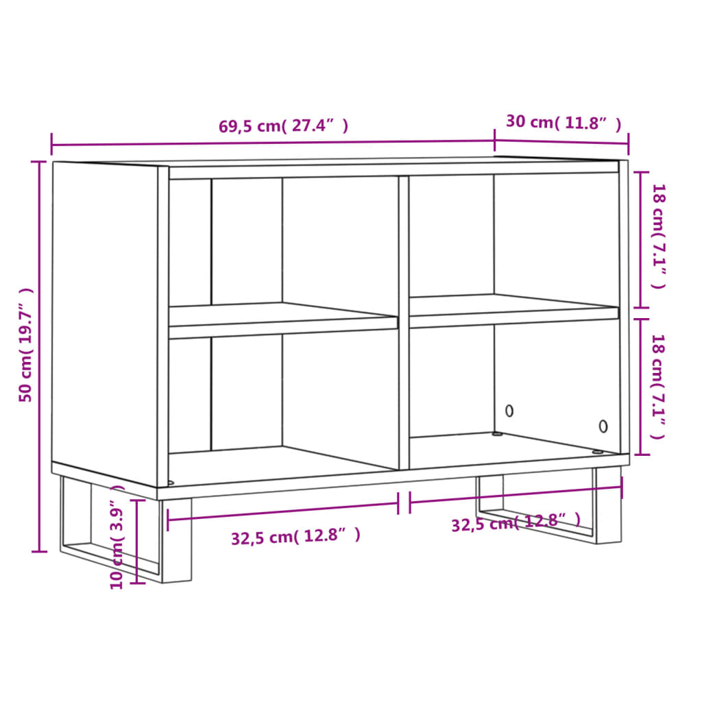 TV-Schrank Schwarz 69,5x30x50 cm Holzwerkstoff