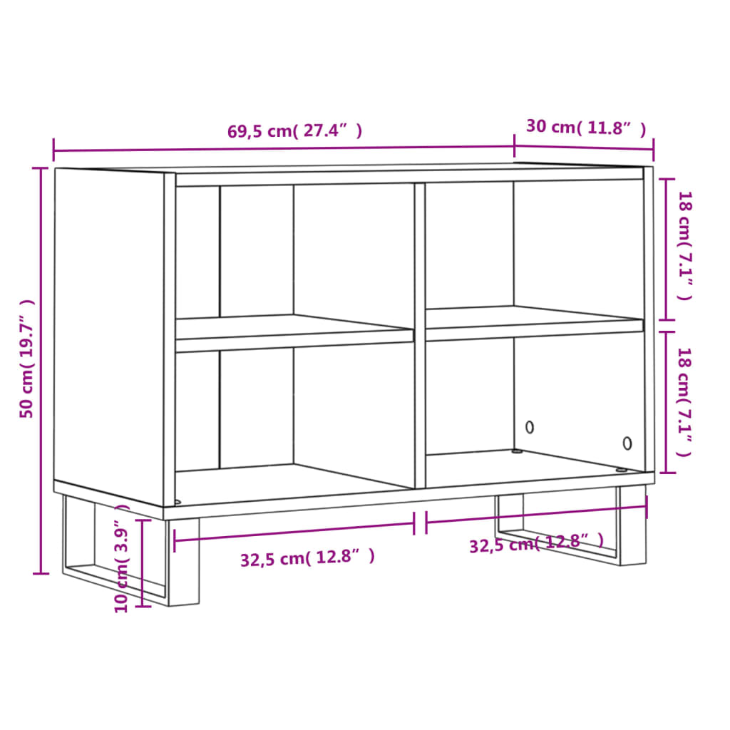 TV-Schrank Grau Sonoma 69,5x30x50 cm Holzwerkstoff