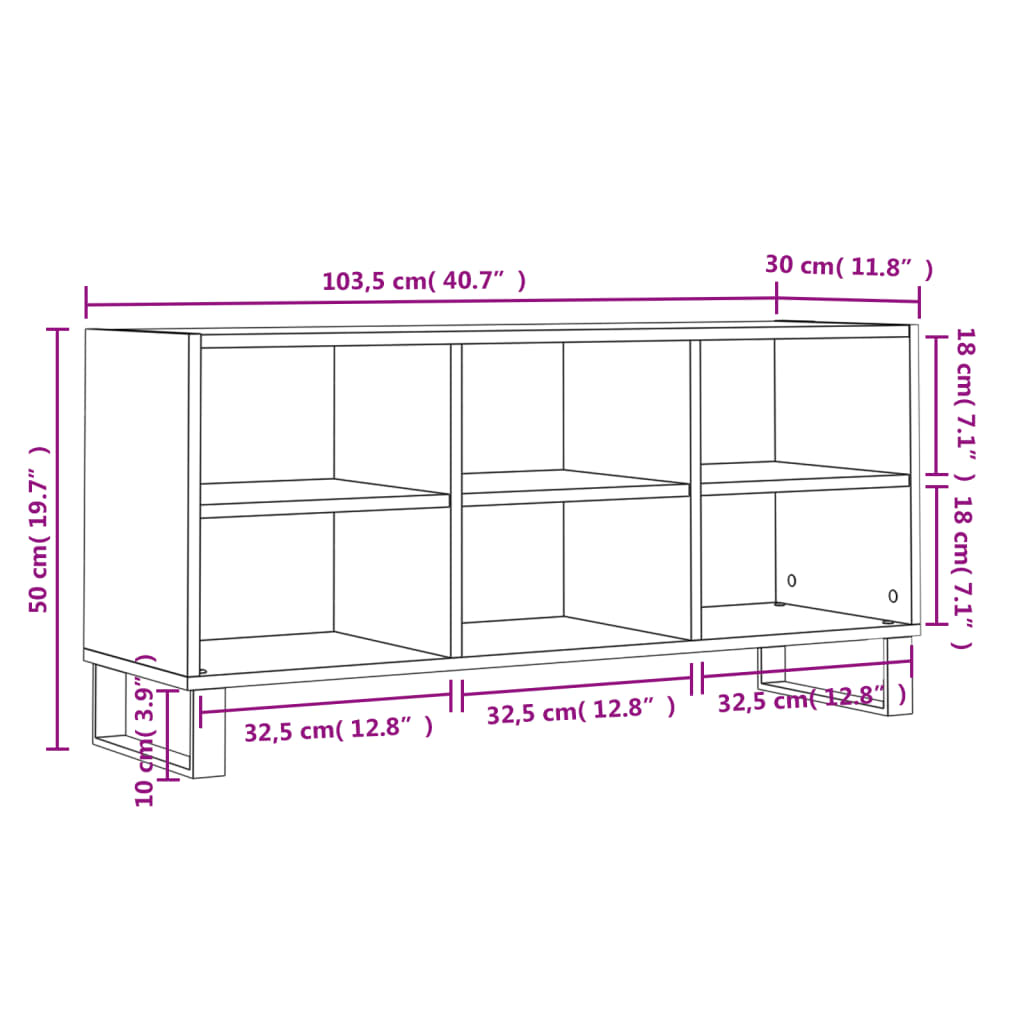 TV-Schrank Hochglanz-Weiß 103,5x30x50 cm Holzwerkstoff