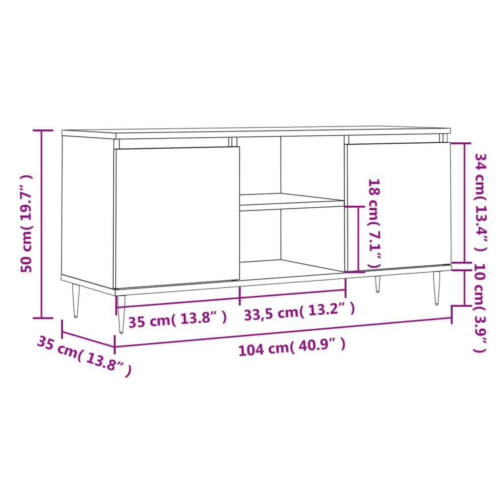 TV-Schrank Weiß 104x35x50 cm Holzwerkstoff