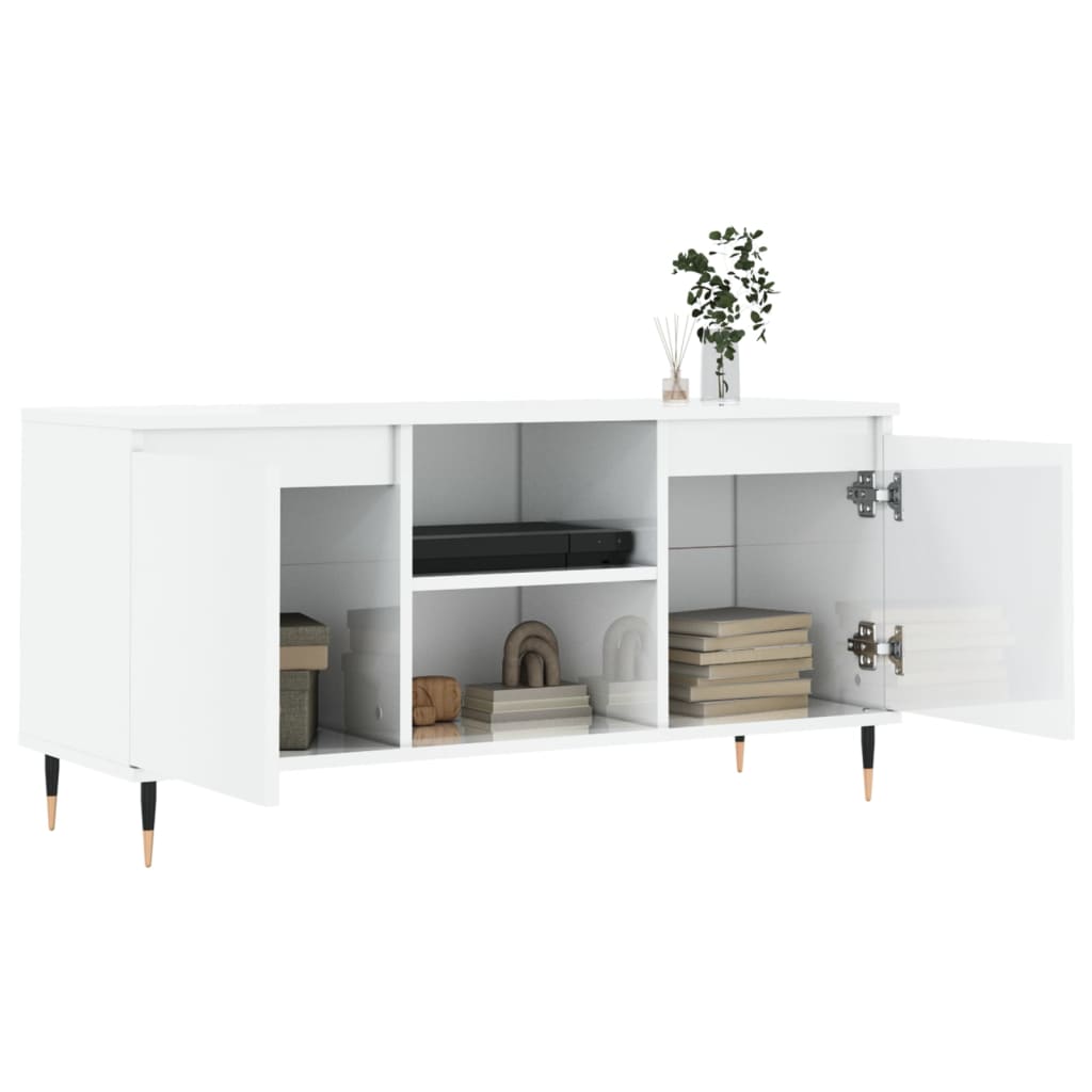 TV-Schrank Hochglanz-Weiß 104x35x50 cm Holzwerkstoff