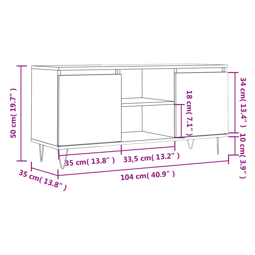 TV-Schrank Weiß 104x35x50 cm Holzwerkstoff