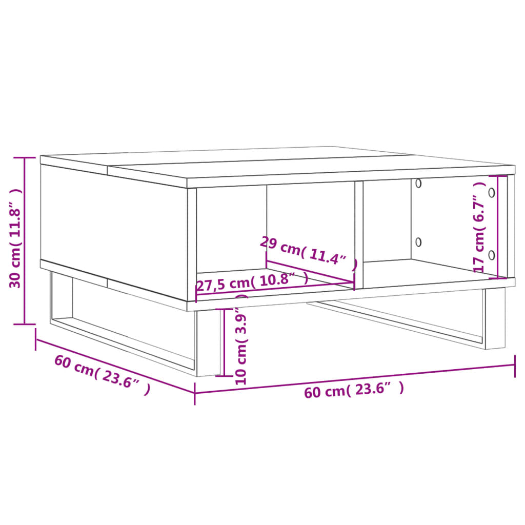 Couchtisch Braun Eichen-Optik 60x60x30 cm Holzwerkstoff