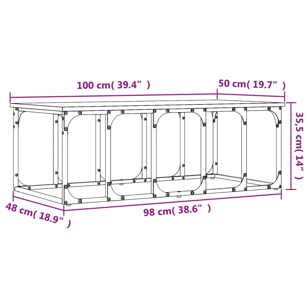 Couchtisch Braun Eichen-Optik 100x50x35,5 cm Holzwerkstoff